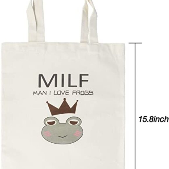 3/$30 Cream Tote Bag with Frog Design (NEW) - Picture 2 of 7